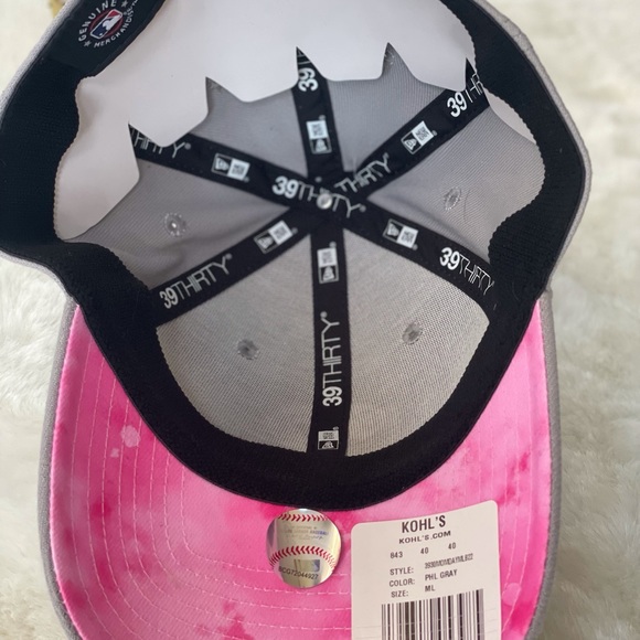New with tags PHILADELPHIA PHILLIES OFFICIAL MLB HAT GRAY with Pink & white logo - Picture 6 of 7